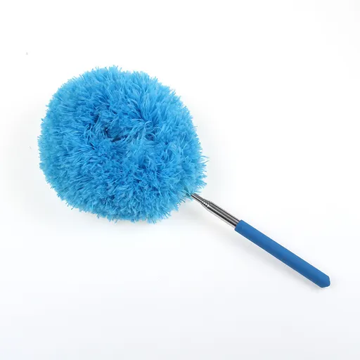 Blue 4 Pack Telescopic Microfiber Duster with Extendable Stainless Steel Pole - Anti-Static Ceiling Fan Cleaning Tool for High Reach & Tight Gaps - Washable & Compact Design (33cm - 80cm)