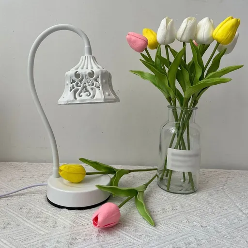 Vintage Metal Candle Warmer Lamp | Dimmable Melting Candle Warmer for Scented Wax Melts | Flameless Tabletop Candle Melter | Odor Eliminator for Home & Office | Black or White