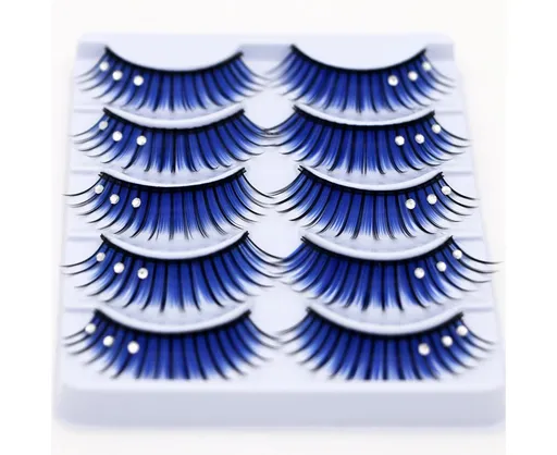 5 Pairs Dual Colors Glitter Rhinestones Artificial Eyelash Party Makeup Tool