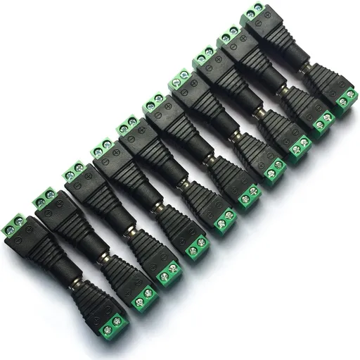 10 Pairs 12V Male+Female 2.1x5.5MM DC Power Jack Plug Adapter Barrel Connector for CCTV Security Camera Led Strip