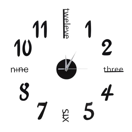 Wall Sticker digital clock stickers Wall Clock DIY 3D Decorative Wall Clock for Home Black