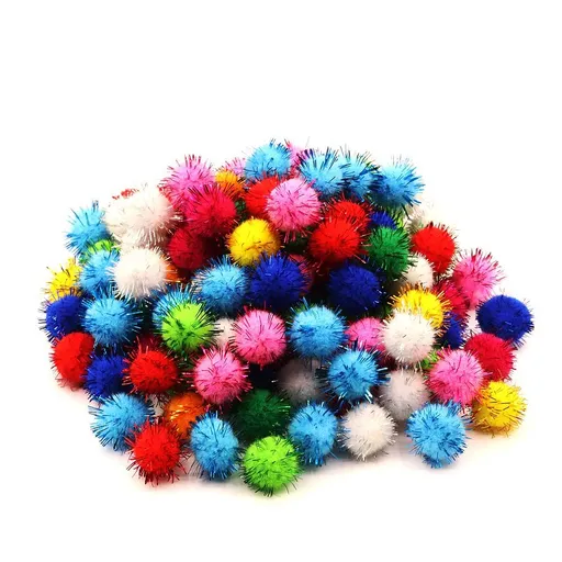 2000pcs Glitter Tinsel Pom Poms Sparkle Balls for DIY Craft/Party Decoration/Cat Decorative pendant (1CM 2000PCS)