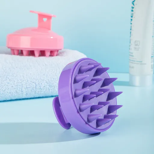 5-Pcs Purple Soft Scalp Massager Shampoo Brush with Detachable Bristles Handheld Hair Scrubber for Deep Cleaning and Head Massage