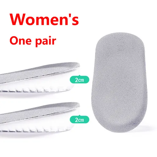 Women's Silicone Invisible Height-Increasing Heel Insoles, Comfort Elevator Half Insoles for Sneakers—2 cm Height—Gray
