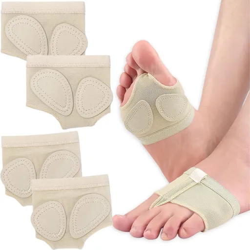 Forefoot Cushion - Heel Insoles - Anti-Slip Forefoot Insoles Heel Protection - Toe Protector Cushion - Anti-Slip Sock Pads - Fit All - Shock Absorbing - Set of 4 - Beige