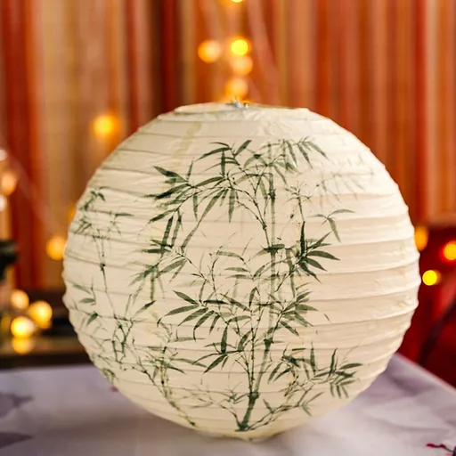 4 pcs Colorful Round Paper Lanterns with Metal Frame, Lampshade Paper Lantern Oriental Style Light Decoration