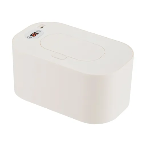 White Portable USB Baby Wipe Warmer with LED Display and Top-Heating Moisture Protection – Intelligent Constant Temp Dispenser Case for Travel and Home