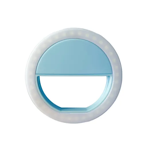 Rechargeable 85 mm LED Ring Light for Phones with Adjustable Brightness Modes, Clip-On Selfie Lighting for Makeup and Streaming, Blue