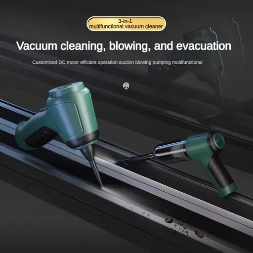 Three-in-one high-power cordless vacuum cleaner, suitable for both car and home use, with an ultra-long battery life. It can vacuum, blow air, remove dust, and clean pet hair. It comes with a variety of accessories and is ready to use immediately
