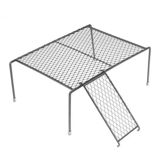 Metal Iron Chicken Feeding Ladder Grid Shelving Landscaping Platform Supplies - Black-L