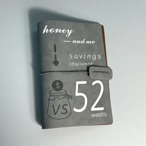 Grey 52-week couple's savings challenge binder - 6-ring financial planner set (2 books)