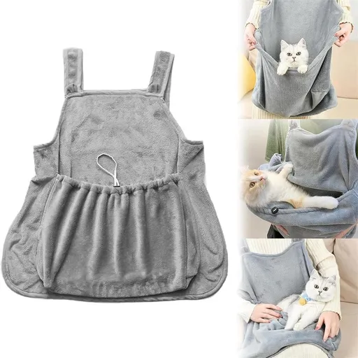 Soft Sided Pet Carrier Apron - Fleece Dog Cat Sling Carrier for Cuddling and Bonding - Hands Free Pet Wearing Pouch for Small Dogs and Cats - Indoor and Outdoor Pet Carrying Tool with Leg Openings