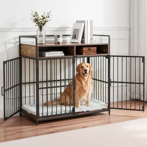 i.Pet 2-in-1 Wooden Dog Crate 104cm Pet Cage Furniture End Table Storage Black