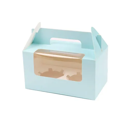 25pcs Portable Cupcake Packaging Box with Transparent Window for Easy Opening - Blue-2Cup