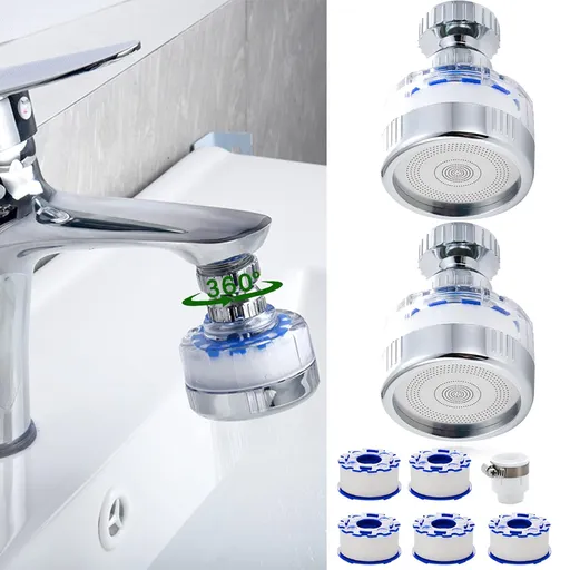 Faucet Water Filter, 360 Degree Rotating Mount Filters Purifier Kitchen Tap Filtration Removes Chlorine Fluoride Heavy Metals Hard for Home Bathroom & Kitchen(2 Pcs).,Black,Yellow