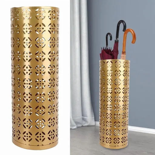 Iron Gold Round Umbrella Stand for Home Use Freestanding Umbrella Storage Rack 1 Pack