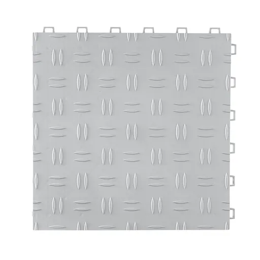 Garage Tiles Interlocking, 305 x 305 x 13.4 mm 25 Pack Garage Floor Covering Tiles, Non-Slip Double-Sided Texture Garage Flooring Tiles, for Garages, Basements, Repair Shops, Silver