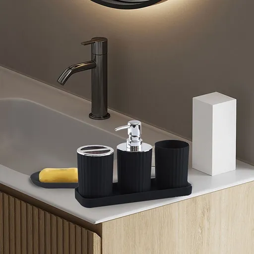 Bathroom Accessory Set, Bathroom Sink Accessories Set Marble Look Soap Dispenser, Toothbrush Holder, Holder, Soap Dish