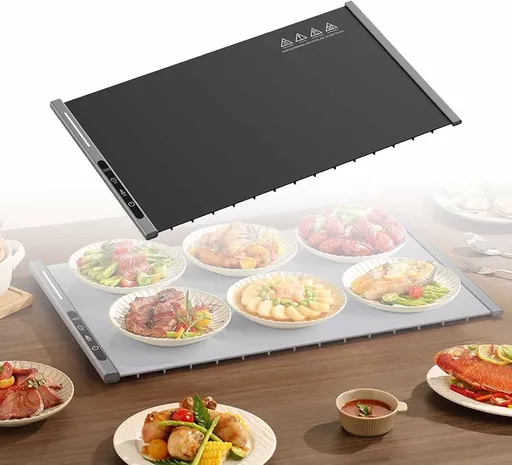 250W roll-up electric hot plate with 8 temperature settings and a 6-hour timer, for buffets, made of waterproof silicone, black