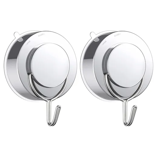 Silver Twist Suction Cups with Metal Hooks Removable Heavy Duty Window Glass Door Suction Hangers Bathroom Shower Wreath - 2 Pcs
