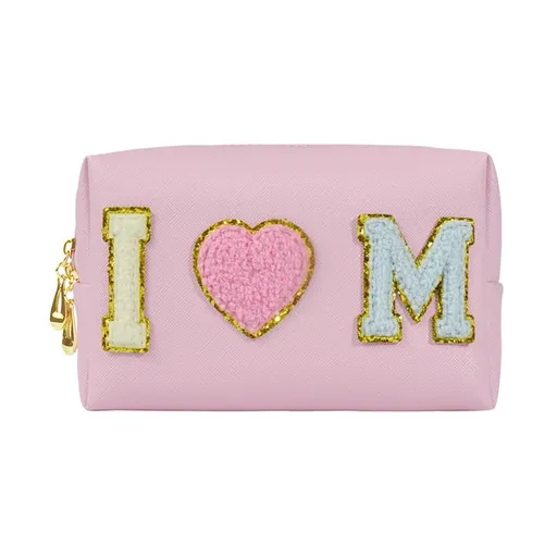Cute PU Cube Makeup Bag Waterproof Travel Toiletry Pink