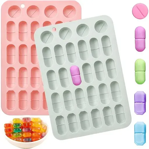 2 Pack Capsule Silicone Candy Molds with 28 Cavities