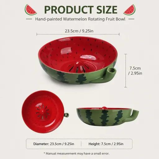 Berry Bowls With Holes Ceramic,berry Washing Bowl Auto-Spin Swirl Drainage Berries, Grapes, Vanilla, And Cherry Tomatoes—gifts for friends,birthdays - Red - Size 23.5*7.5cm