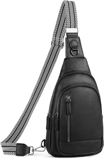 Black Faux Leather Sling Bag: Unisex, Spacious, Reversible Crossbody for Aussies