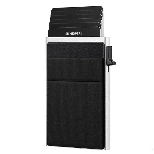 Silvery RFID Blocking Aluminum Wallet - Slim Pop Up Card Holder - 10+ Card Capacity, Cash Pocket, Lightweight Front Pocket Design