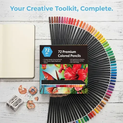 72-Color Wooden Soft-Core Colored Pencils Set — Highly Pigmented, Break-Resistant, Smooth Layering & Blending, Fully Numbered. Perfect for Adult Stress Relief, Drawing, Art Creation & Gifting.