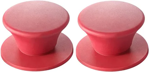 Universal Pot Pan Lids Replacement Knob, Silicone Heat Resistant Pan Cover Holding Handles BPA Free Dishwasher Safe Fits Skillets and Kitchen Cookware (Pack of Two-Red)