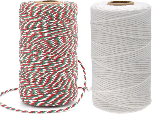 White Twine String and Red Green and White Bakers Twine String