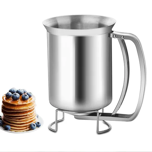 Stainless Steel Pancake Batter Dispenser - Great for Baking,Cupcakes,Muffins-Cooking Crepes,Waffles- Easyflow Spout