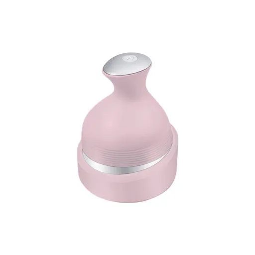 Pink Wireless Electric Scalp Massager with 28 Soft Silicone Massage Claws Storage Base - Rechargeable Hand-Simulated 4D Deep Kneading Head Massage Device for Humans and Pets