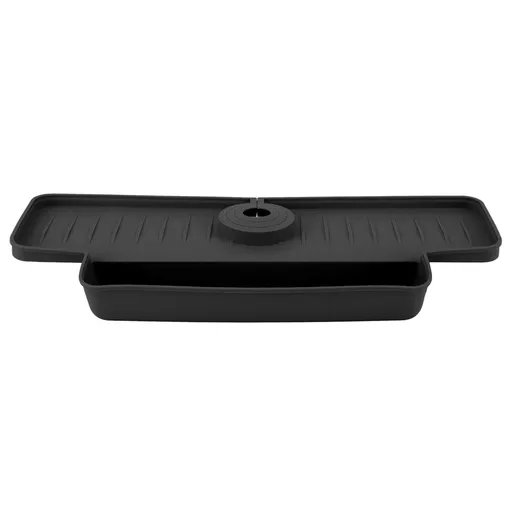 Faucet Splash Proof Draining Rack Silicone Foldable Faucet Handle Drip Catcher Tray Drainer Shelf Basket for Kitchen Black