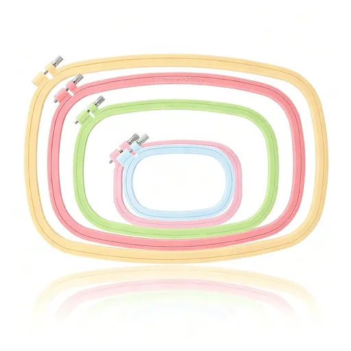 5-Pack Rectangle Embroidery Hoops Set,Abs Plastic Cross Stitch Hoops for Sewing,Needlework and Diy Projects,Reusable Embroidery Supplies,5 Sizes(5",6",10",13",15")