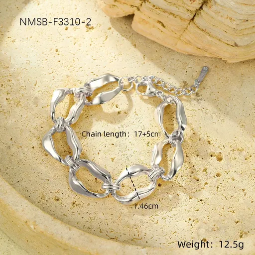 11 Chunky Irregular Chain Silver | Titanium Steel Bracelet | Christmas Cool Style Gift | Silver Plated Stainless Steel Bold Link Stack Hand Ornament