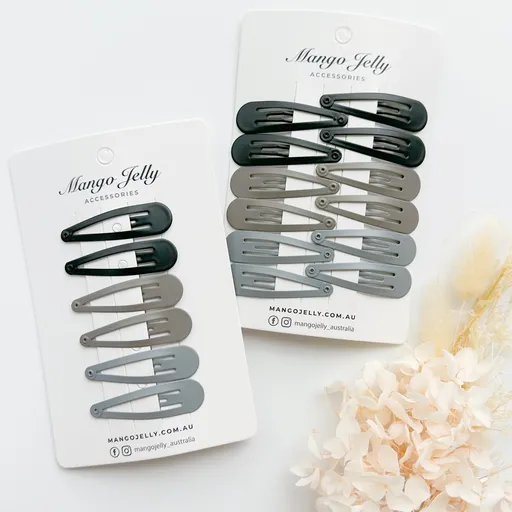 Essential Snap Hair clips - Black - 12 Pieces