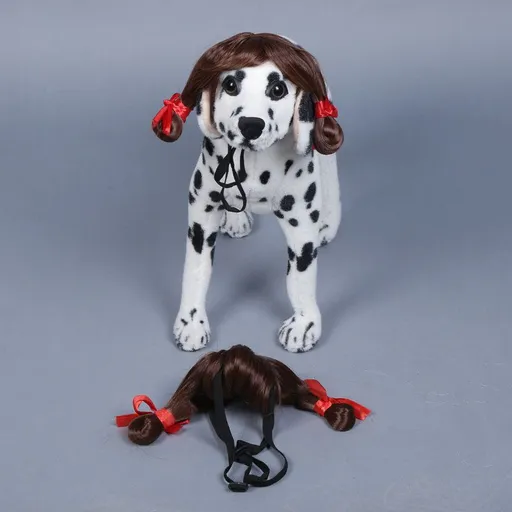 Pet Dog Wig Gold Braided Style Beautiful Si Ni Dark brown