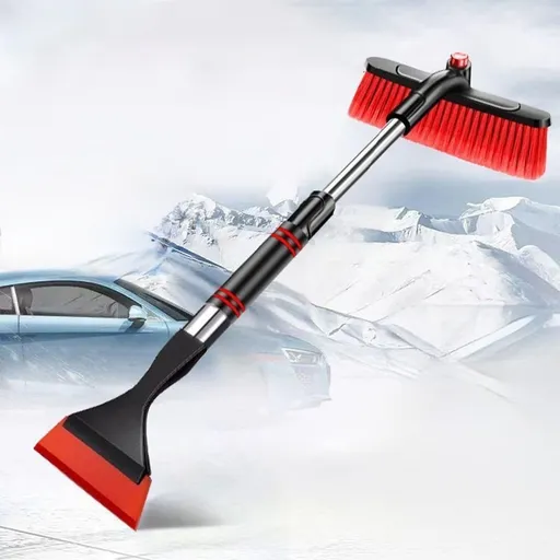 3 in 1 Snow Brush with Ice Scraper for Car Windshield Extendable, SUV Snow Removal with Squeegee Heavy Duty, 180° Rotating Head Car Window Cleaner for Winter