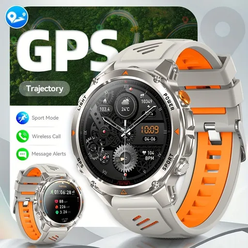 Men'S Outdoor Smart Watch GPS Sports Watch Water-Resistant Smart Watch Wireless - Gray-orange - Size 01