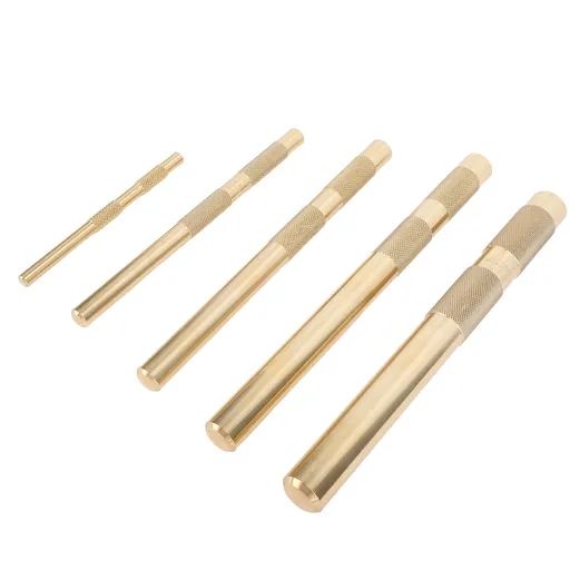 Drift Punch Set Knurled 1/4inch 3/8inch 1/2inch 5/8inch 3/4inch Brass Drift Punch Tool for Automotive Repair Gas
