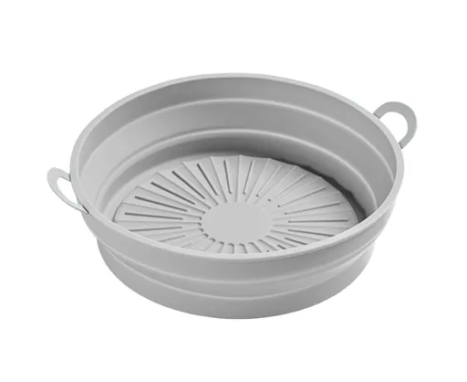 Air Fryers Bakeware Foldable Silicone Grill Pan -Grey 8.5inch