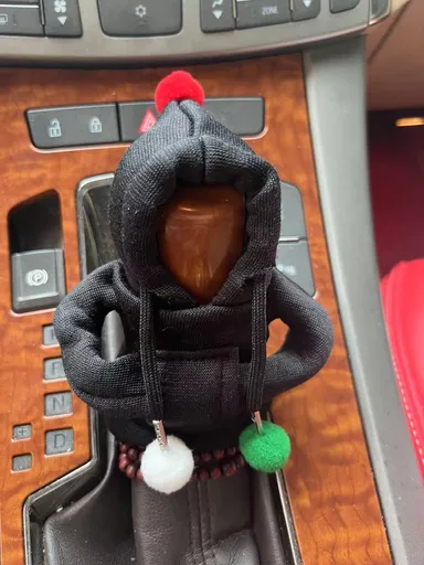 Jicheng Car Gear Shift Lever Cover Fabric Black fur ball