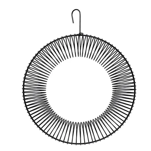 Whole Peanut black Wreath Feeder for Squirrels and Blue Jays, Round Hanging Bird Feeder for Feeding Birds and Squirrels, 16" L x 12" W , Black