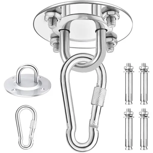 1 Pieces Heavy Duty Ceiling Hook, 450KG Capacity Stainless Steel Hammock Hanging Kit 180 Rotation for Concrete Wood Sets, Hanging Chair, Hanging Lamp