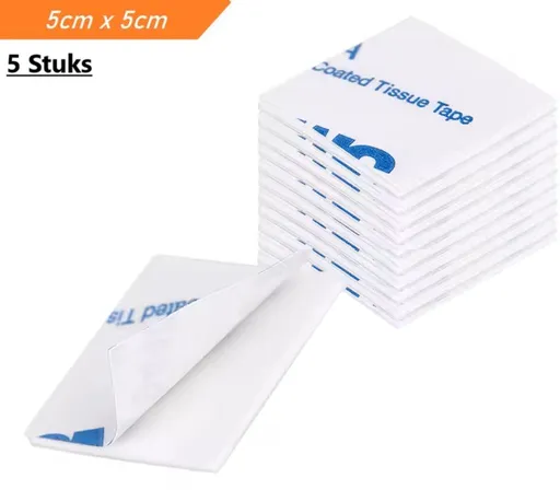 5x Double-Sided Tape | Self-Adhesive Stickers | 50 x 50 mm | White