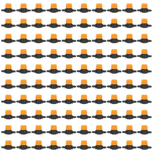 100Pcs 4/7 Barb Valve Irrigation Mini Pipe Water Valve Through Type Valve Misting Tube Valve for Garden Seeding Cultivation Irrigation
