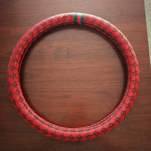 Steering Wheel Cover Linen 38cm All Season Red linen cool straight steering wheel cover