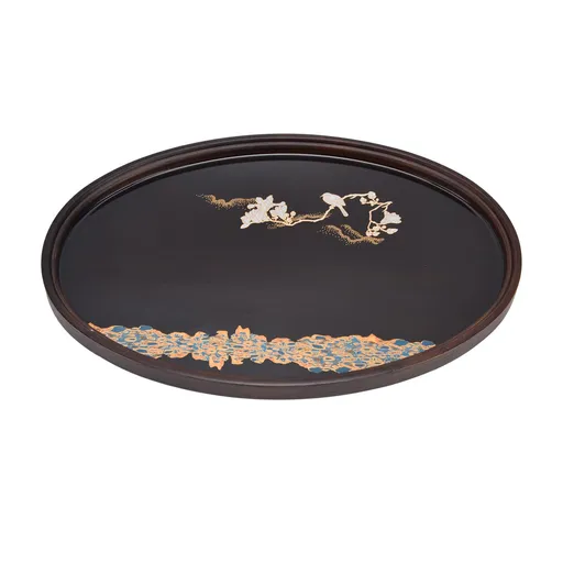 Bamboo Tea Tray Japanese Simple Novel Beautiful Resin Walnut Tea Tray for Home UseOval S